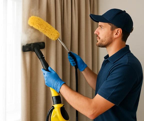 Trusted curtain steam cleaning technician Matty Curtain Cleaning clear-mountain QLD